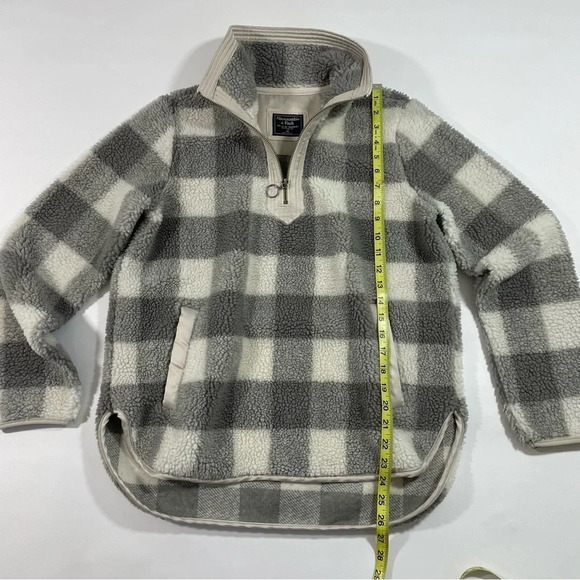 Abercrombie Buffalo Plaid Sherpa Sweatshirt Grey White - Picture 7 of 7